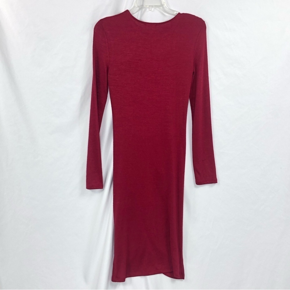 Leith Ruched Dress Burgundy - Picture 3 of 6